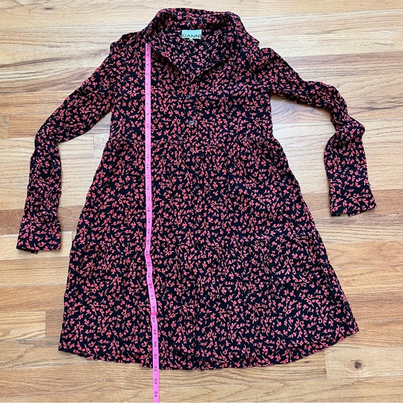 Ganni Printed Shirt Dress Crepe Material - Picture 7 of 10